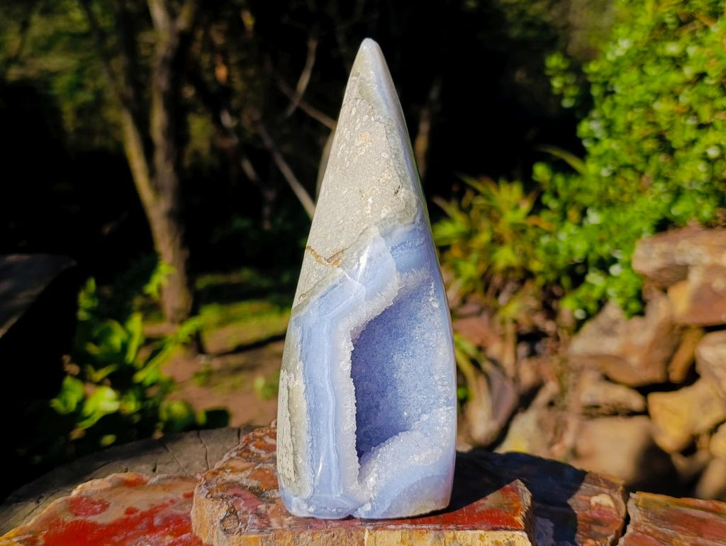 Polished Large Blue Lace Agate Standing Display Piece x 1 From Nsanje, Malawi - Toprock Gemstones and Minerals 