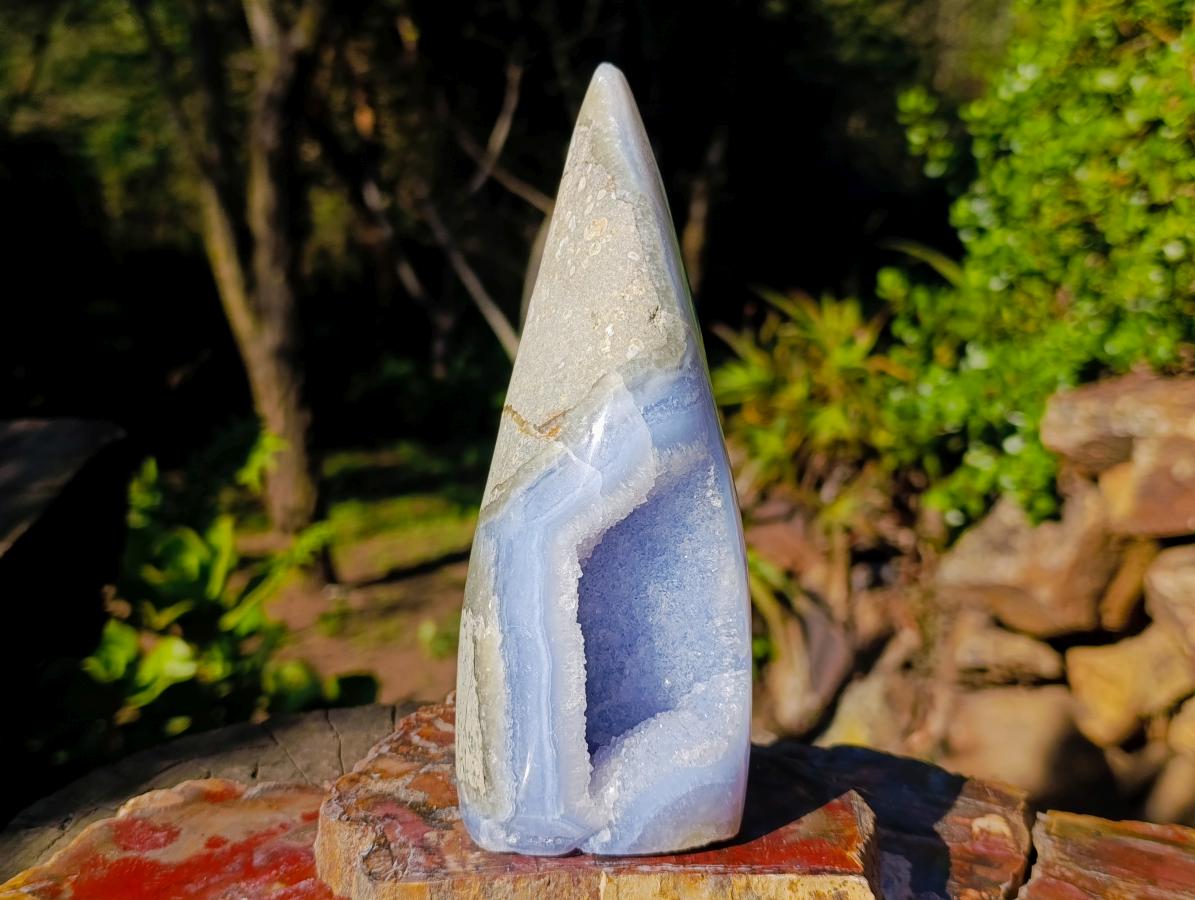 Polished Large Blue Lace Agate Standing Display Piece x 1 From Nsanje, Malawi - Toprock Gemstones and Minerals 