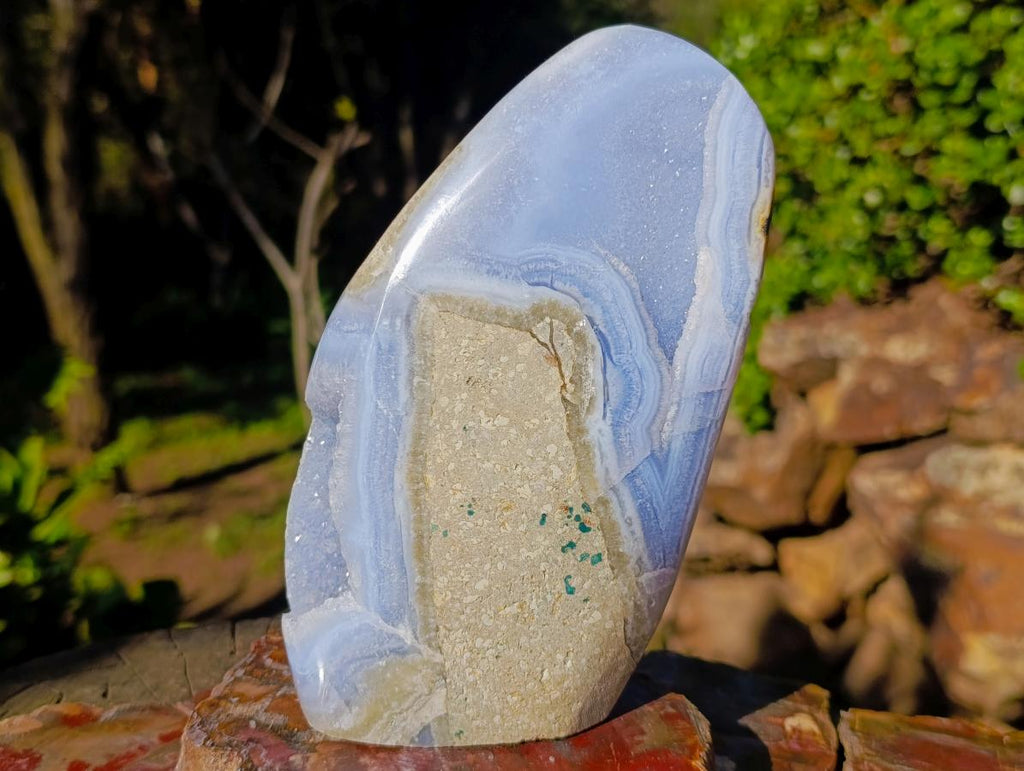 Polished Large Blue Lace Agate Standing Display Piece x 1 From Nsanje, Malawi - Toprock Gemstones and Minerals 