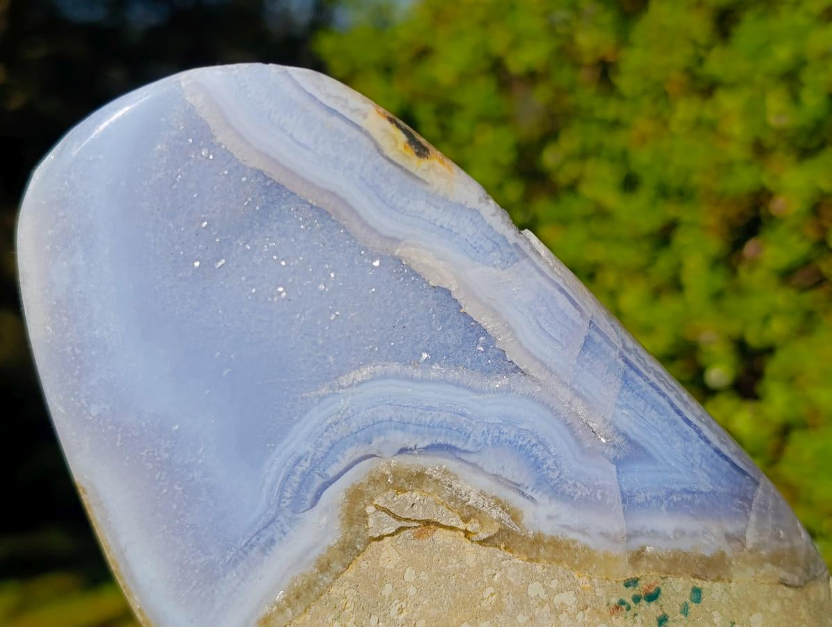 Polished Large Blue Lace Agate Standing Display Piece x 1 From Nsanje, Malawi - Toprock Gemstones and Minerals 