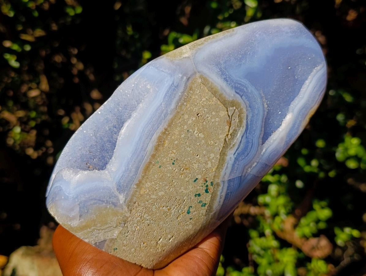 Polished Large Blue Lace Agate Standing Display Piece x 1 From Nsanje, Malawi - Toprock Gemstones and Minerals 