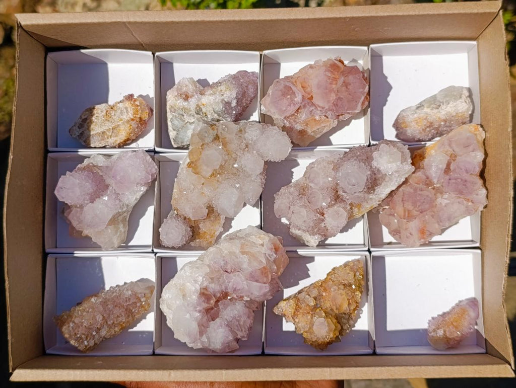 Natural Mix of Spirit Quartz Crystals and Clusters x 12 From Boekenhouthoek, South Africa - Toprock Gemstones and Minerals 