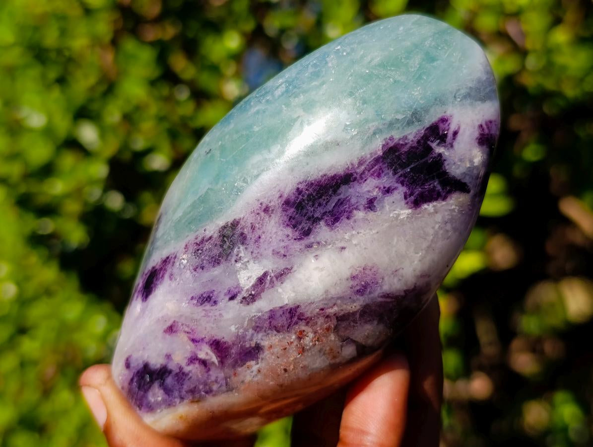 Polished Watermelon Fluorite Standing Display Pieces x 3 From Uis, Namibia - Toprock Gemstones and Minerals 