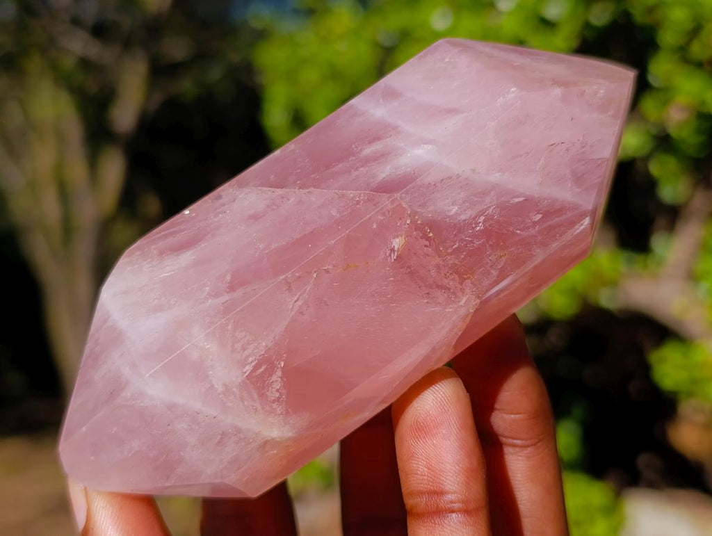 Polished Double Terminated Gemmy Rose Quartz Crystals x 6 From Madagascar - Toprock Gemstones and Minerals 
