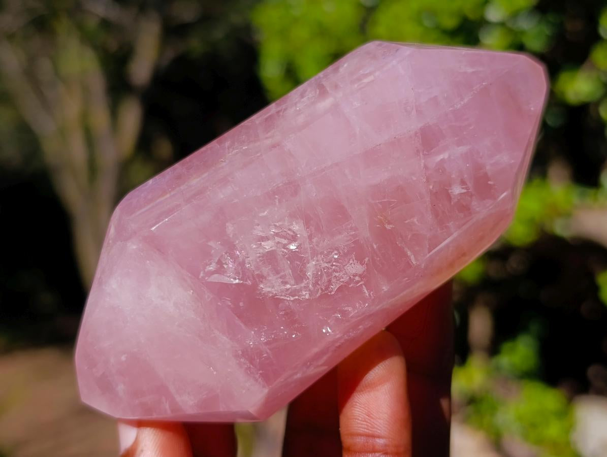 Polished Double Terminated Gemmy Rose Quartz Crystals x 6 From Madagascar - Toprock Gemstones and Minerals 
