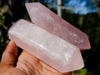 Polished Double Terminated Gemmy Rose Quartz Crystals x 6 From Madagascar - Toprock Gemstones and Minerals 