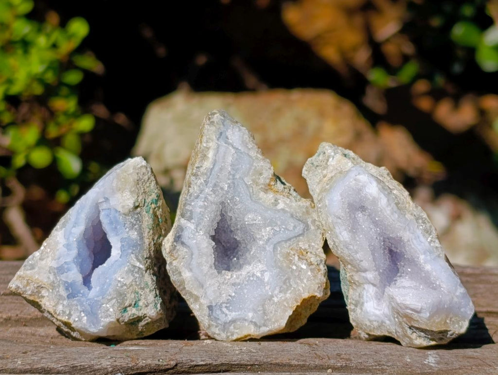 Natural Blue Lace Agate Geode Specimens x 35 From Nsanje, Malawi - Toprock Gemstones and Minerals 