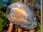 Polished Rare Purple Sunset Flash Labradorite Standing Display Pieces x 3 From Madagascar - Toprock Gemstones and Minerals 