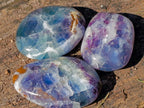 Polished Watermelon Fluorite Palm Stones x 12 From Uis, Namibia - Toprock Gemstones and Minerals 