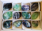 Polished Watermelon Fluorite Palm Stones x 12 From Uis, Namibia - Toprock Gemstones and Minerals 