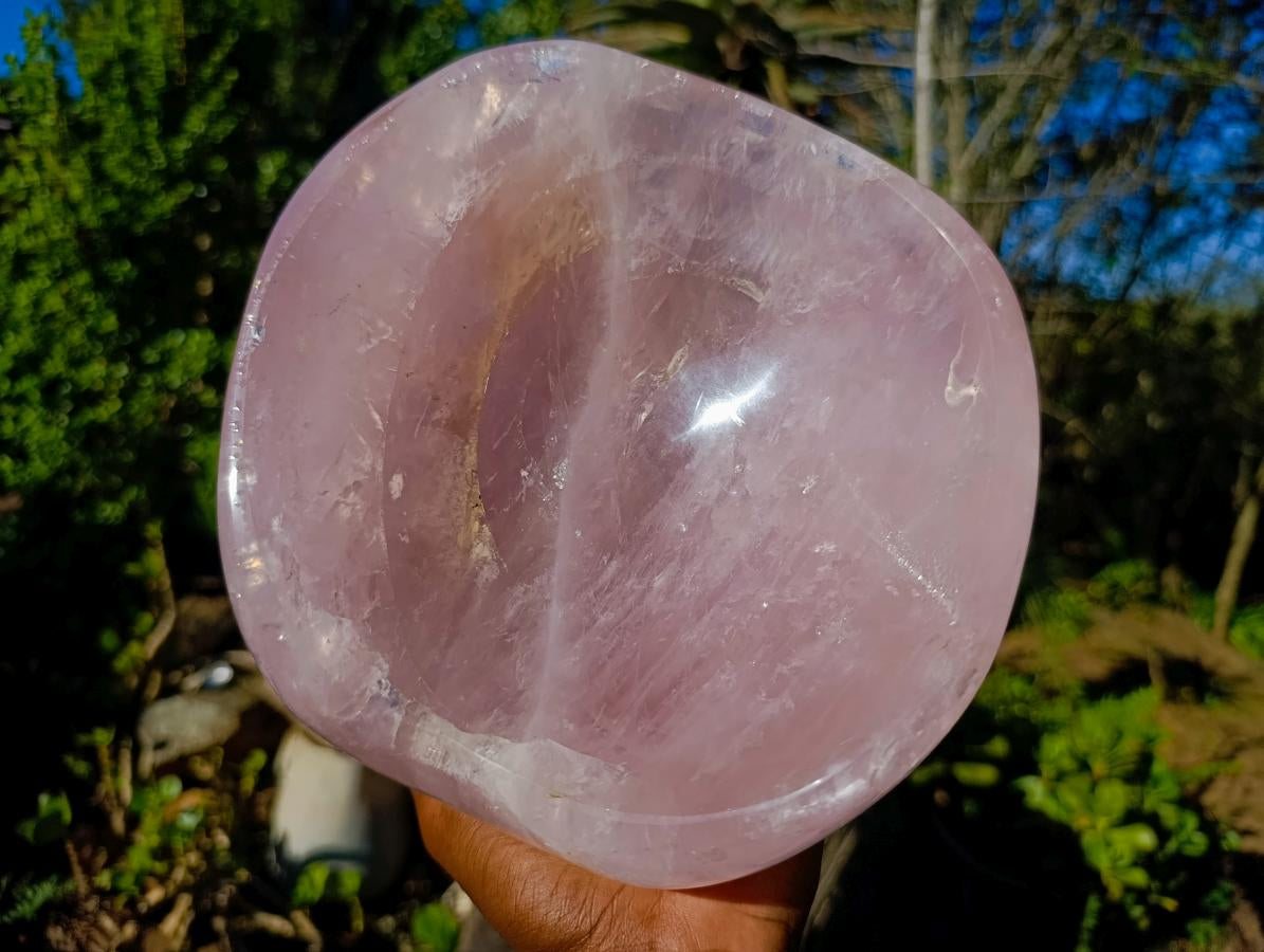 Polished XL Gemmy Rose Quartz Bowl x 1 From Madagascar - Toprock Gemstones and Minerals 