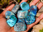 Polished Shattuckite Free Forms with Chrysocolla Azurite and Malachite x 35 From Congo - Toprock Gemstones and Minerals 