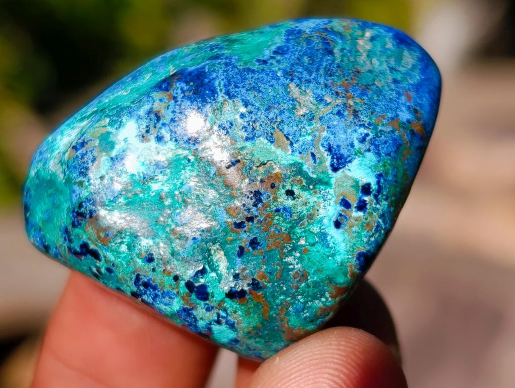 Polished Shattuckite Free Forms with Chrysocolla Azurite and Malachite x 35 From Congo - Toprock Gemstones and Minerals 