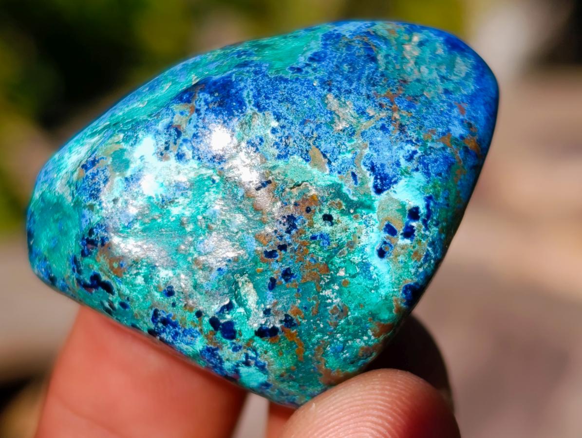 Polished Shattuckite Free Forms with Chrysocolla Azurite and Malachite x 35 From Congo - Toprock Gemstones and Minerals 