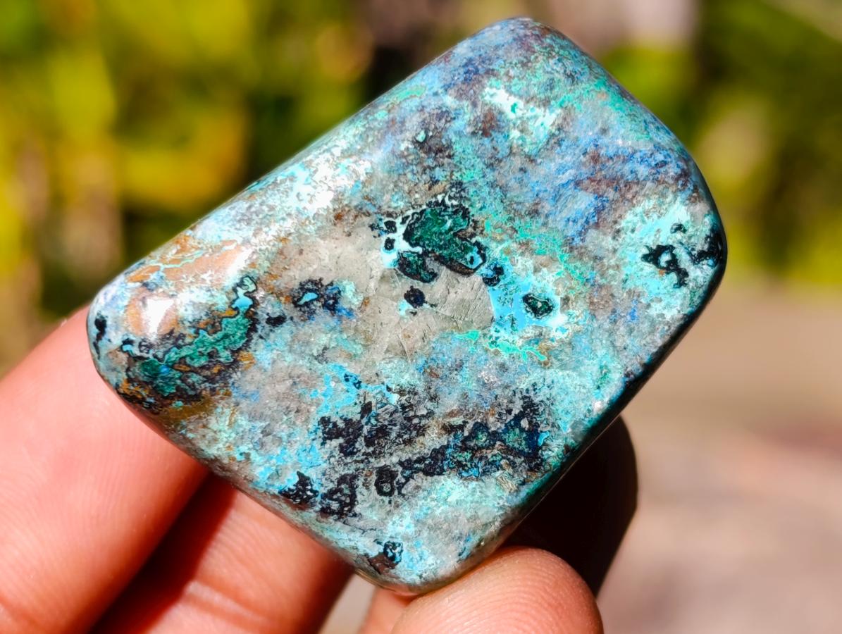 Polished Shattuckite Free Forms with Chrysocolla Azurite and Malachite x 35 From Congo - Toprock Gemstones and Minerals 