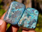 Polished Shattuckite Free Forms with Chrysocolla Azurite and Malachite x 35 From Congo - Toprock Gemstones and Minerals 