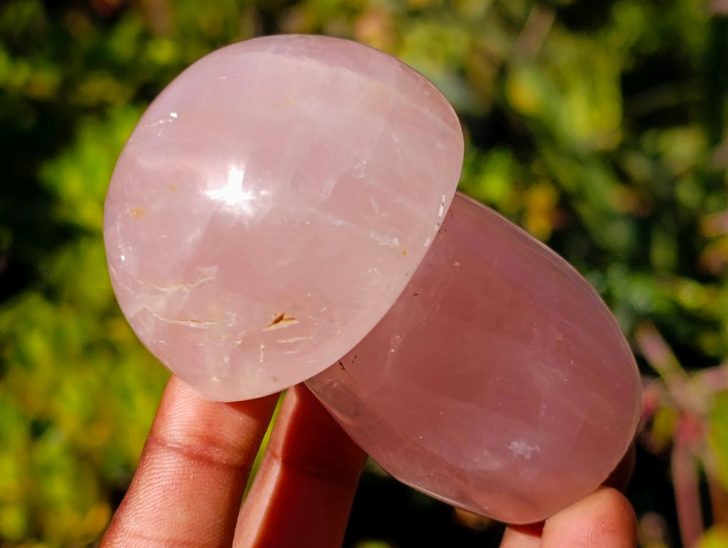 Polished Gemmy Rose Quartz Mushrooms x 6 From Madagascar - Toprock Gemstones and Minerals 
