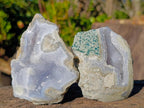 Polished On One Side Blue Lace Agate Geodes x 6 From Nsanje, Malawi - Toprock Gemstones and Minerals 