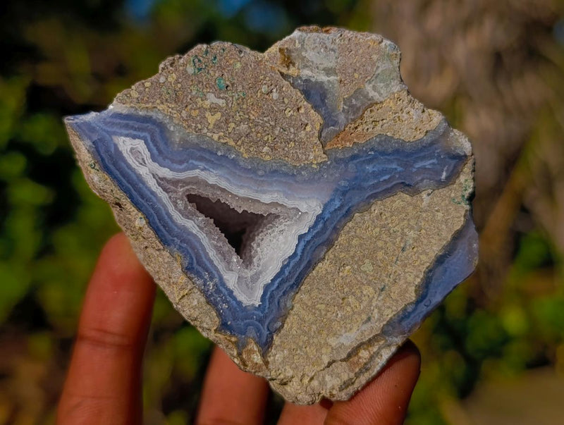 Polished On One Side Blue Lace Agate Geodes x 6 From Nsanje, Malawi - Toprock Gemstones and Minerals 