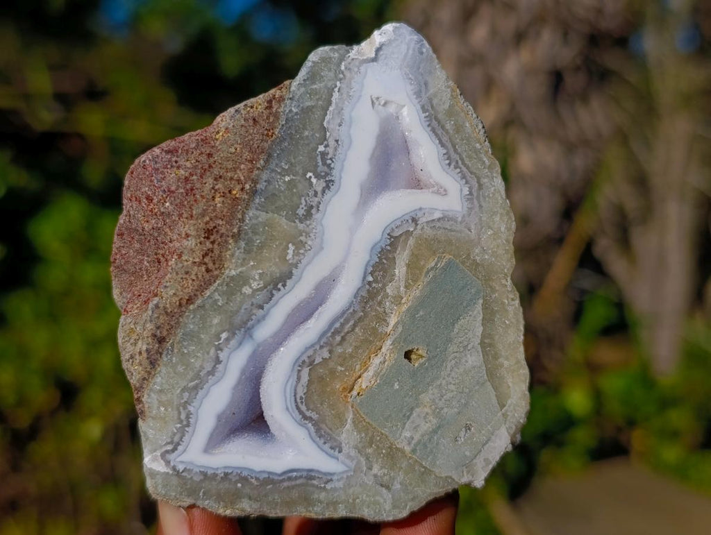 Polished On One Side Blue Lace Agate Geodes x 6 From Nsanje, Malawi - Toprock Gemstones and Minerals 