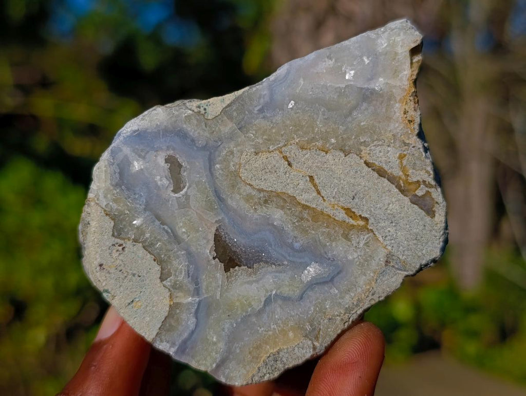 Polished On One Side Blue Lace Agate Geodes x 6 From Nsanje, Malawi - Toprock Gemstones and Minerals 