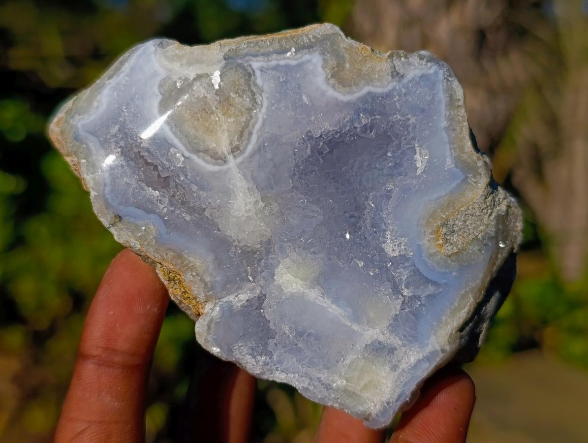 Polished On One Side Blue Lace Agate Geodes x 6 From Nsanje, Malawi - Toprock Gemstones and Minerals 