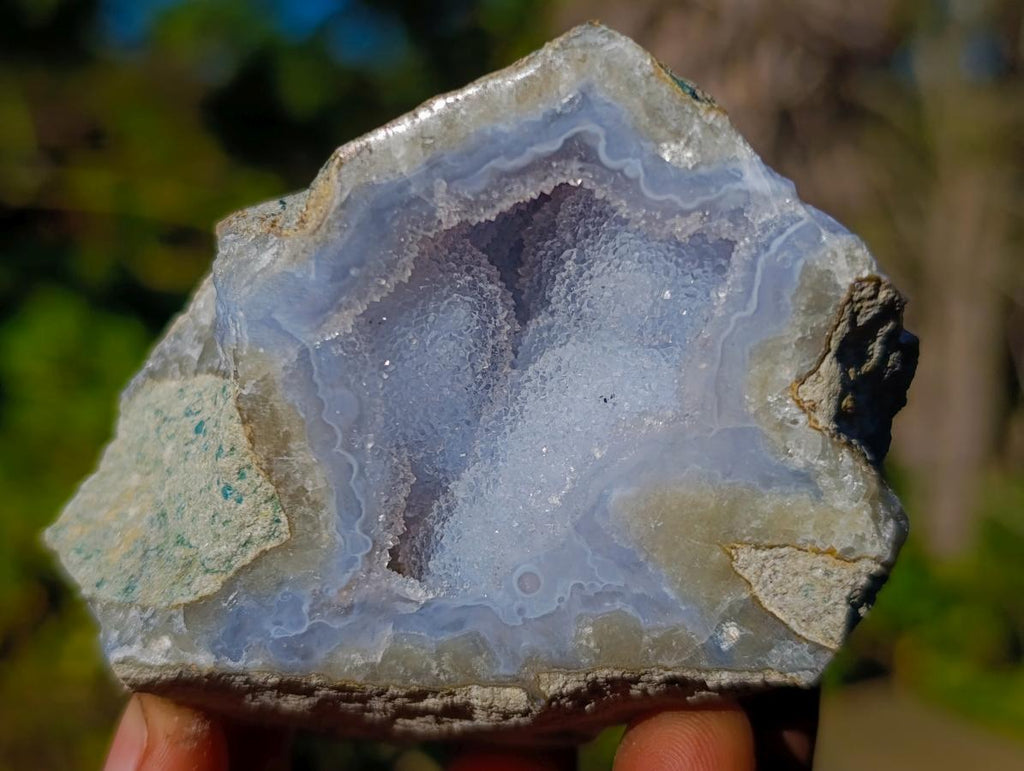 Polished On One Side Blue Lace Agate Geodes x 6 From Nsanje, Malawi - Toprock Gemstones and Minerals 