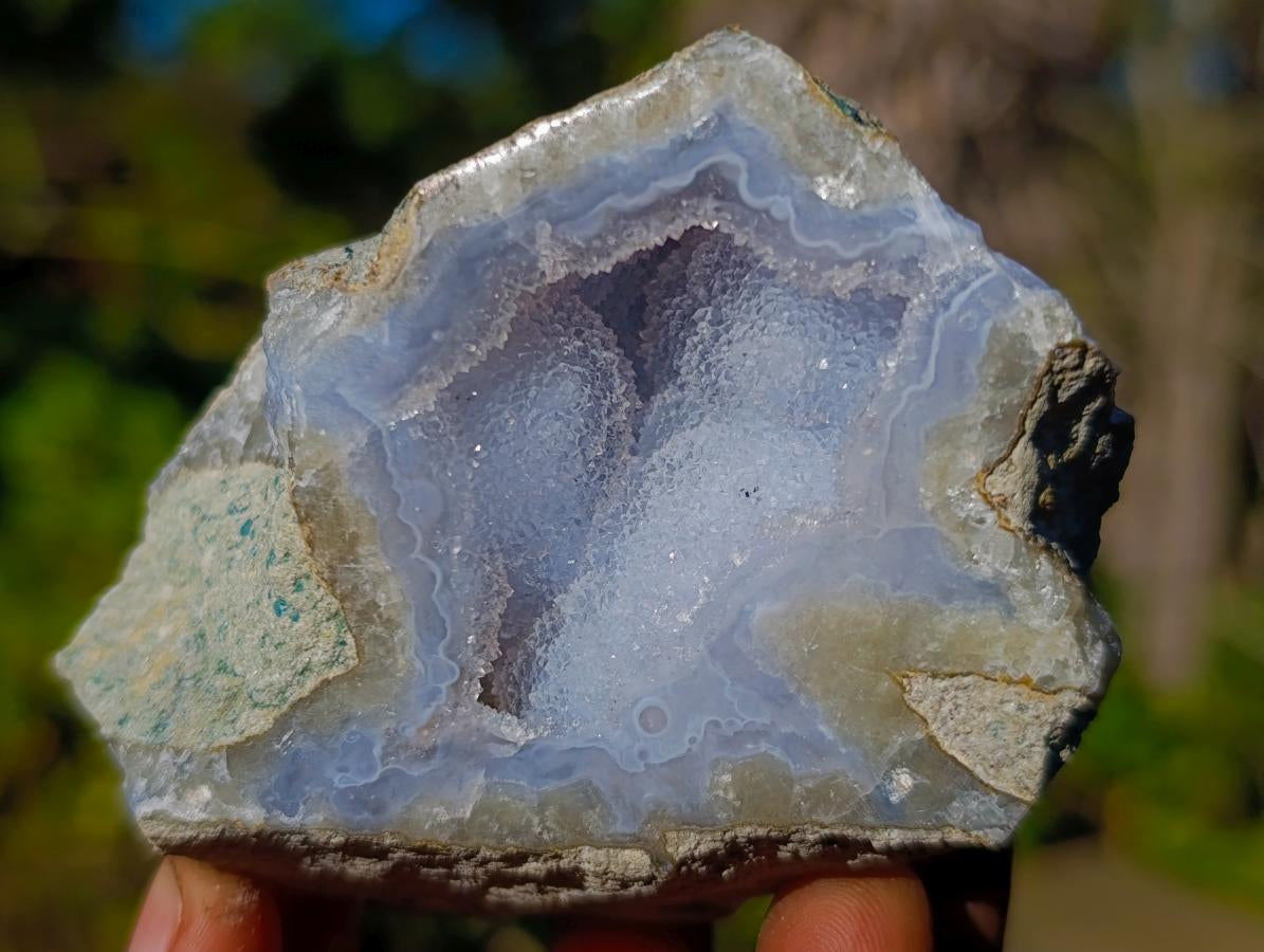 Polished On One Side Blue Lace Agate Geodes x 6 From Nsanje, Malawi - Toprock Gemstones and Minerals 