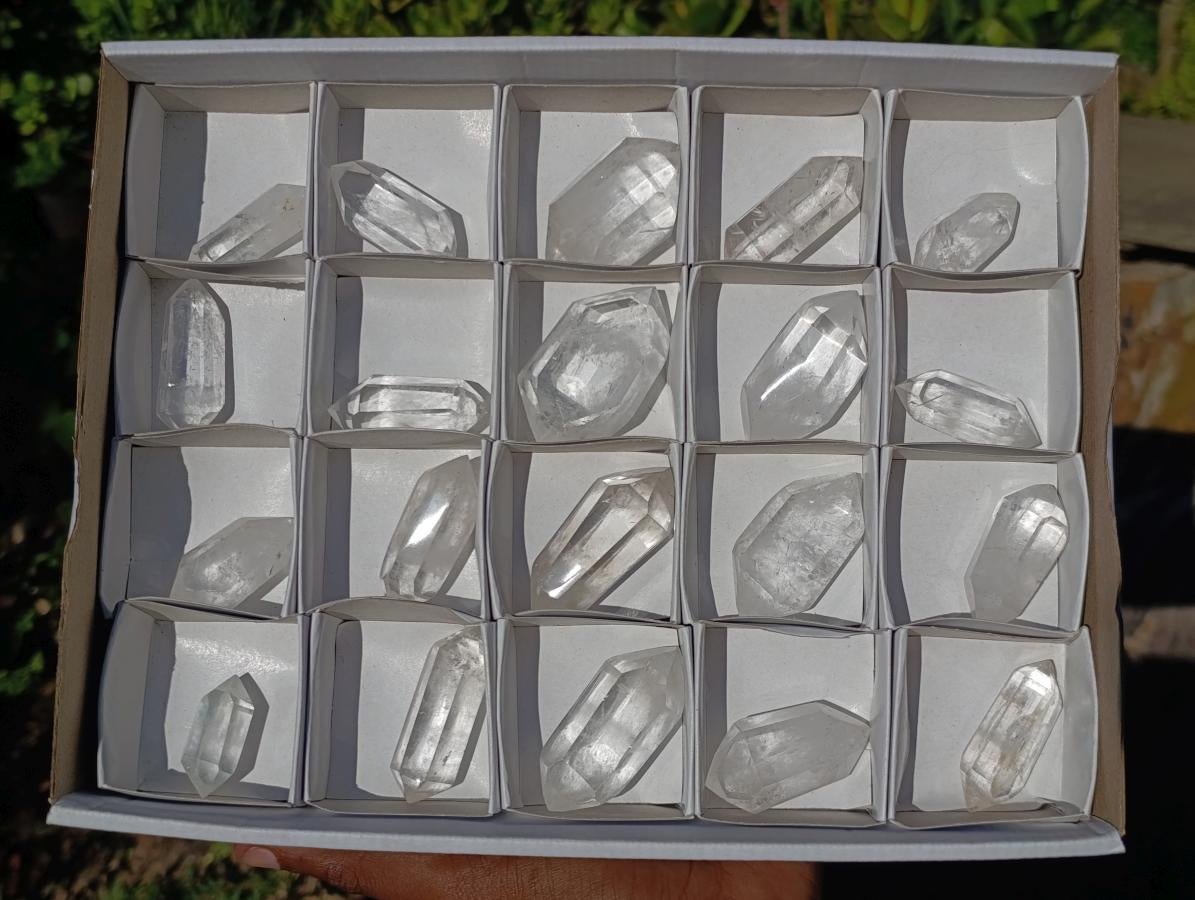 Polished Double Terminated Clear Quartz Crystals x 20 From Madagascar - Toprock Gemstones and Minerals 