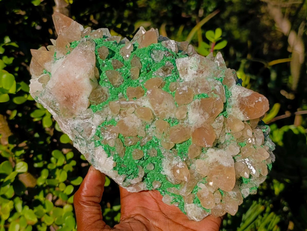 Natural Large Calcite Specimen with Kolwezite and Dogtooth Crystals on Pink Dolomite x 1 From Mashamba West Mine, Congo - Toprock Gemstones and Minerals 