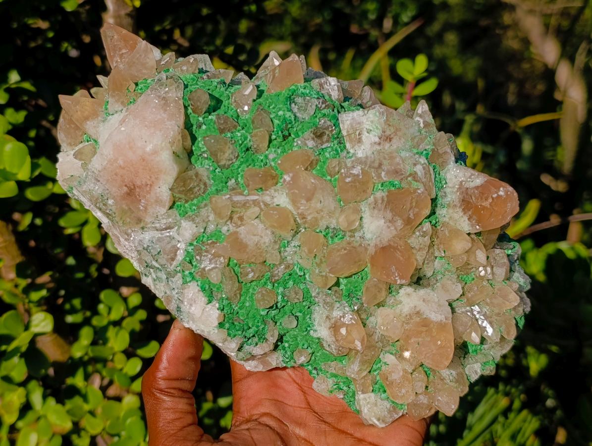 Natural Large Calcite Specimen with Kolwezite and Dogtooth Crystals on Pink Dolomite x 1 From Mashamba West Mine, Congo - Toprock Gemstones and Minerals 