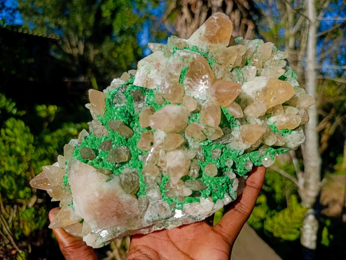 Natural Large Calcite Specimen with Kolwezite and Dogtooth Crystals on Pink Dolomite x 1 From Mashamba West Mine, Congo - Toprock Gemstones and Minerals 