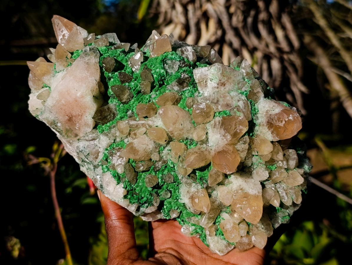 Natural Large Calcite Specimen with Kolwezite and Dogtooth Crystals on Pink Dolomite x 1 From Mashamba West Mine, Congo - Toprock Gemstones and Minerals 