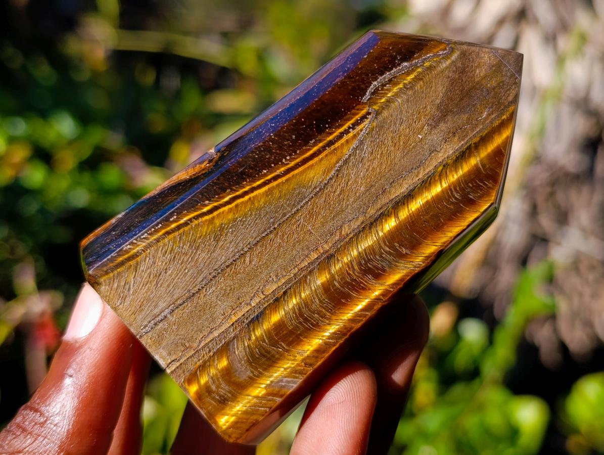 Polished Golden Tigers Eye Display and Double Terminated Crystals x 6 From Prieska, South Africa - Toprock Gemstones and Minerals 