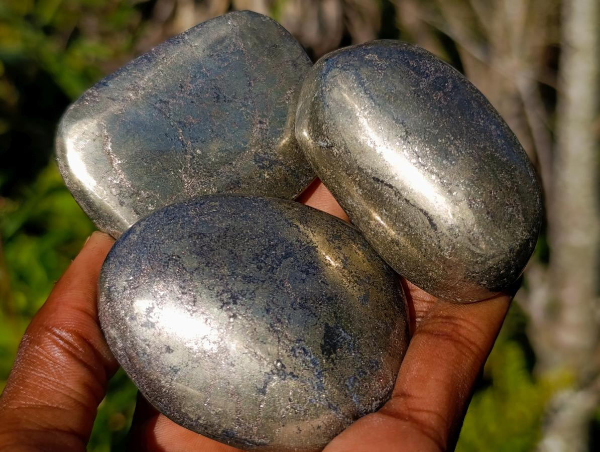 Polished Basalt Pharaoh Stone Galets x 6 From Iron Duke Mine, Zimbabwe - Toprock Gemstones and Minerals 