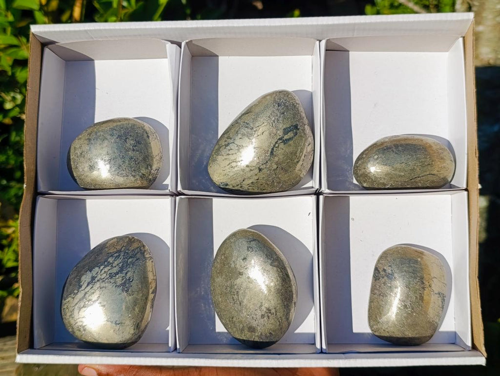 Polished Basalt Pharaoh Stone Galets x 6 From Iron Duke Mine, Zimbabwe - Toprock Gemstones and Minerals 