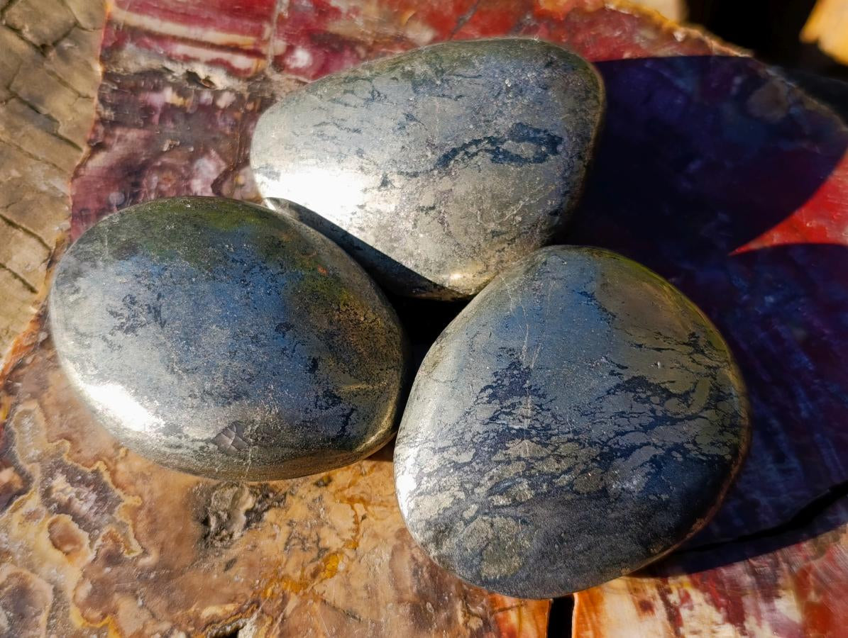 Polished Basalt Pharaoh Stone Galets x 6 From Iron Duke Mine, Zimbabwe - Toprock Gemstones and Minerals 