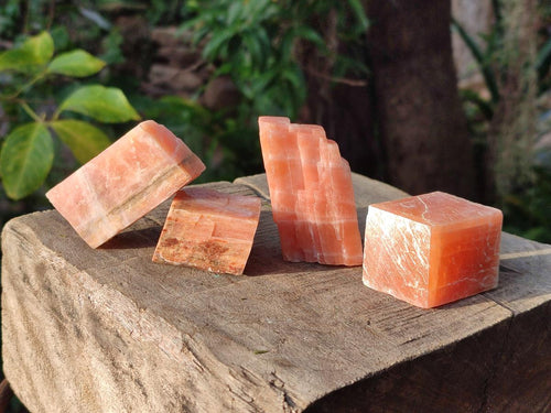 Natural Rhombohedral Sunset Orange Calcite Specimens x 24 From Spitzkop, Namibia - Toprock Gemstones and Minerals 