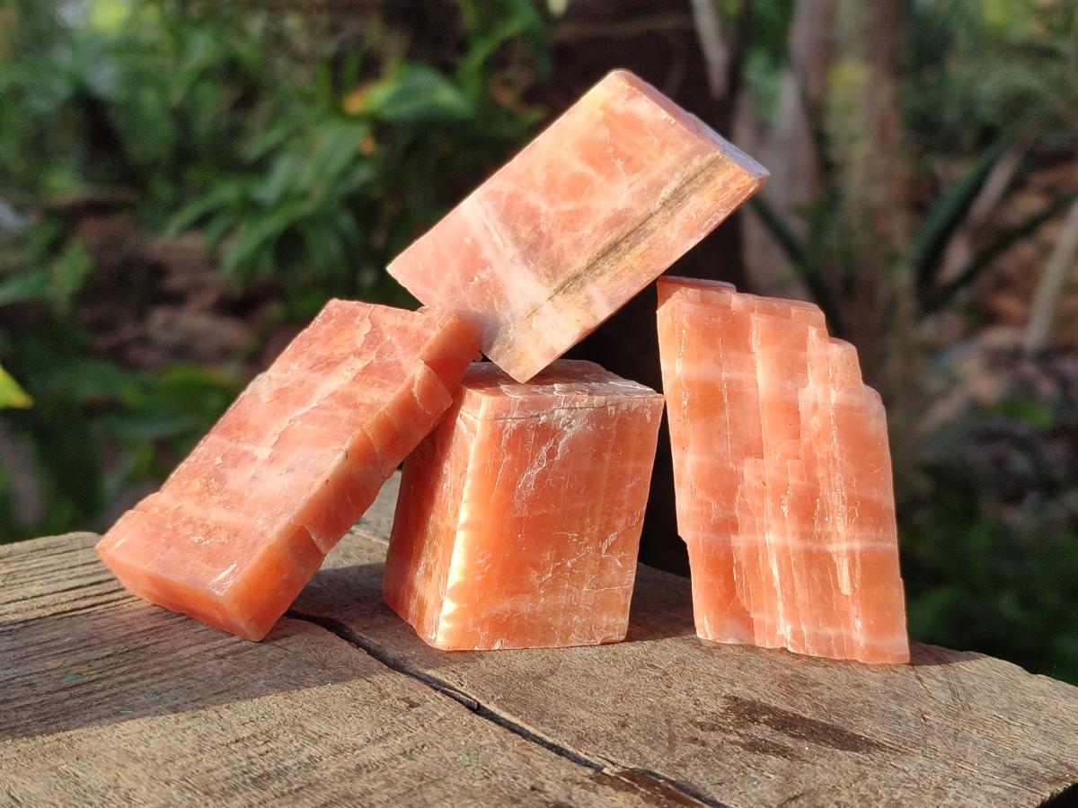 Natural Rhombohedral Sunset Orange Calcite Specimens x 24 From Spitzkop, Namibia - Toprock Gemstones and Minerals 