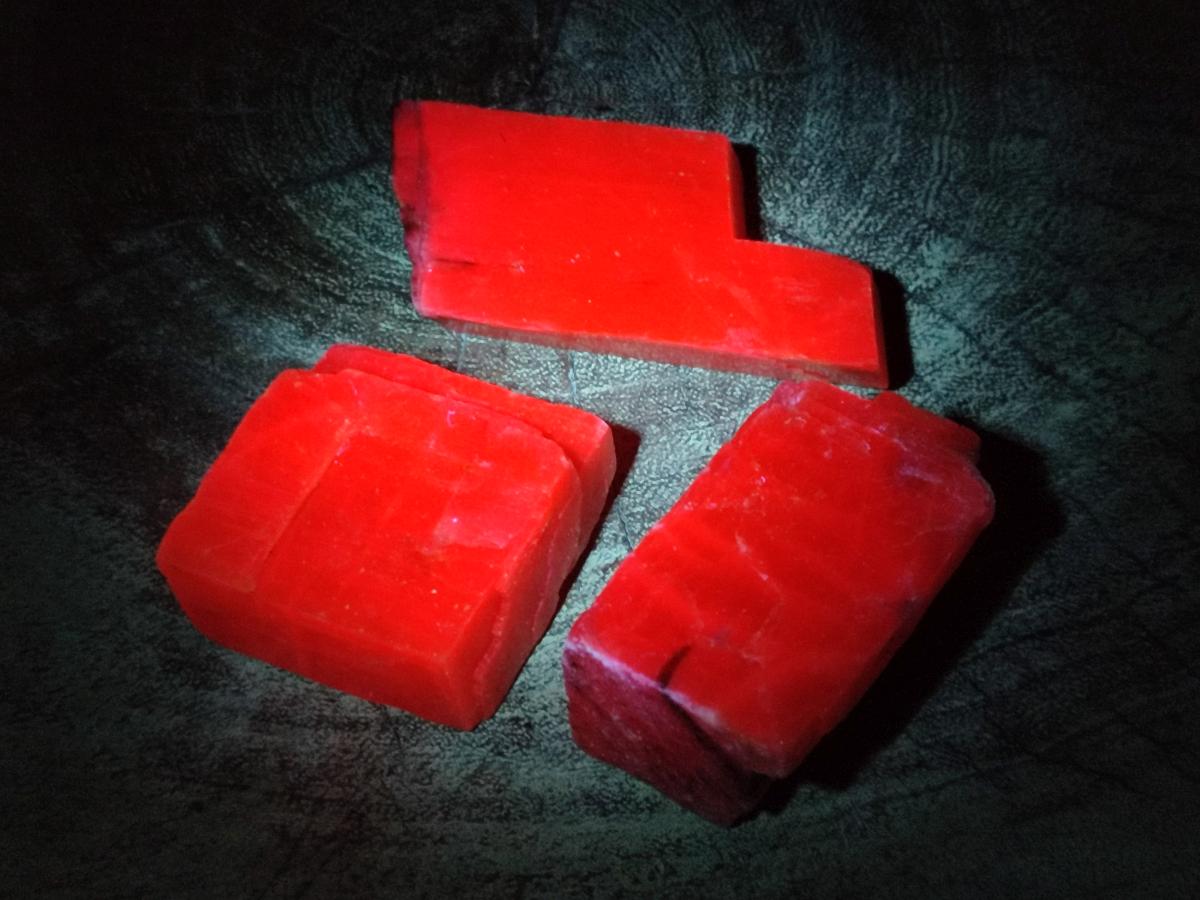 Natural Rhombohedral Sunset Orange Calcite Specimens x 24 From Spitzkop, Namibia - Toprock Gemstones and Minerals 