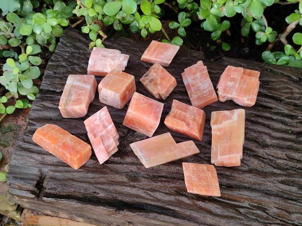 Natural Rhombohedral Sunset Orange Calcite Specimens x 24 From Spitzkop, Namibia - Toprock Gemstones and Minerals 