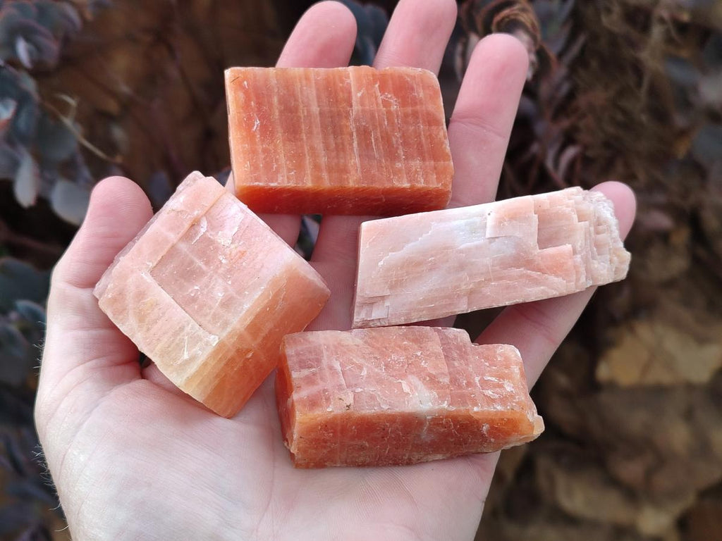 Natural Rhombohedral Sunset Orange Calcite Specimens x 24 From Spitzkop, Namibia - Toprock Gemstones and Minerals 