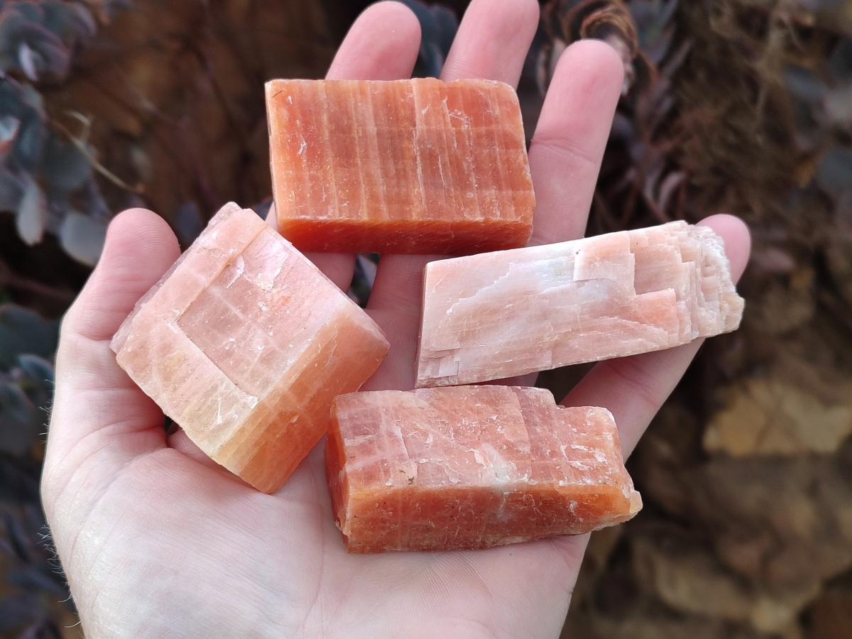 Natural Rhombohedral Sunset Orange Calcite Specimens x 24 From Spitzkop, Namibia - Toprock Gemstones and Minerals 