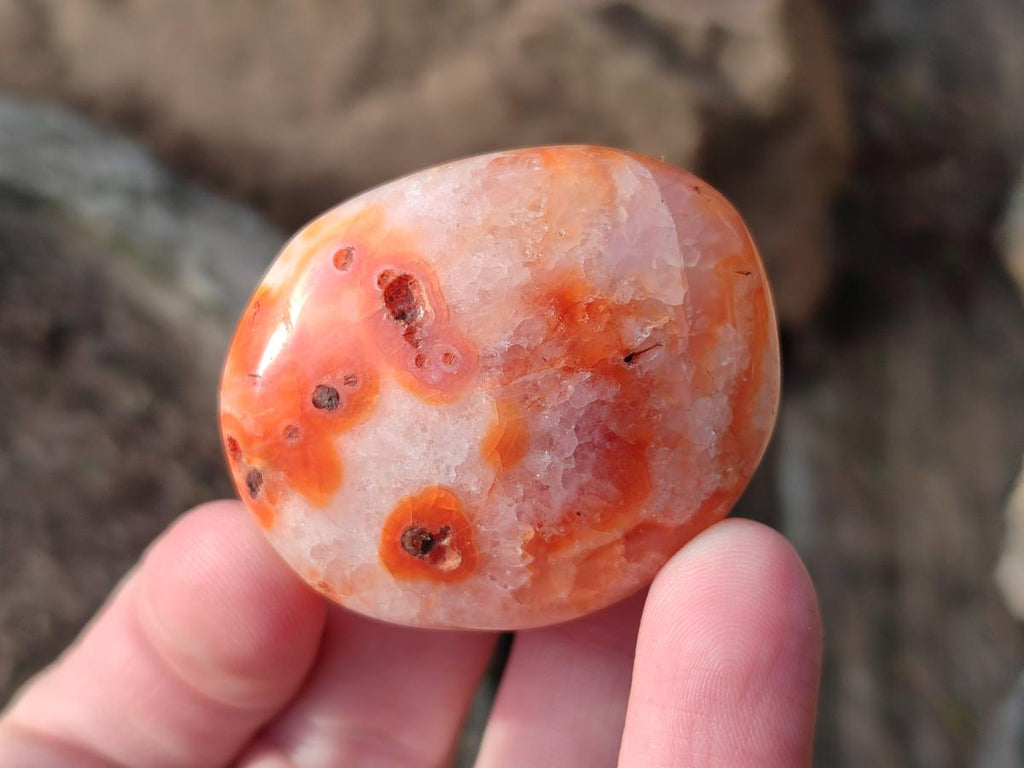 Polished Small Carnelian Agate Gemstone Galets x 35 From Madagascar - Toprock Gemstones and Minerals 