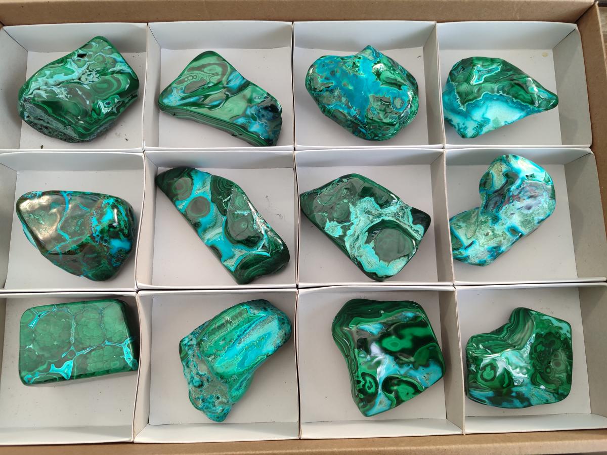 Polished Malacolla Free Forms x 12 From Kulukuluku, Congo - Toprock Gemstones and Minerals 