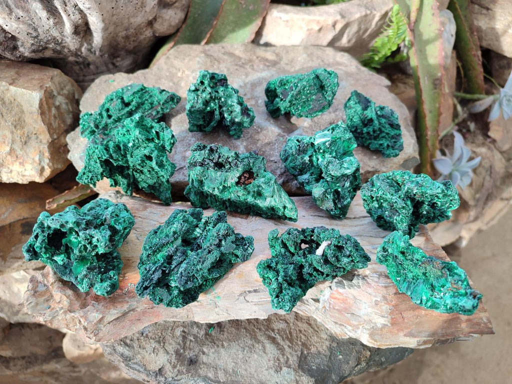 Natural Silky Malachite Specimens x 12 From Kasompe, Congo - Toprock Gemstones and Minerals 