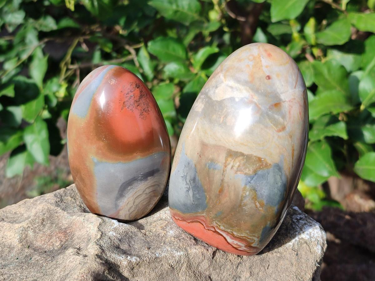 Polished Polychrome Jasper Standing Display Pieces x 3 From NW Coast, Madagascar - Toprock Gemstones and Minerals 