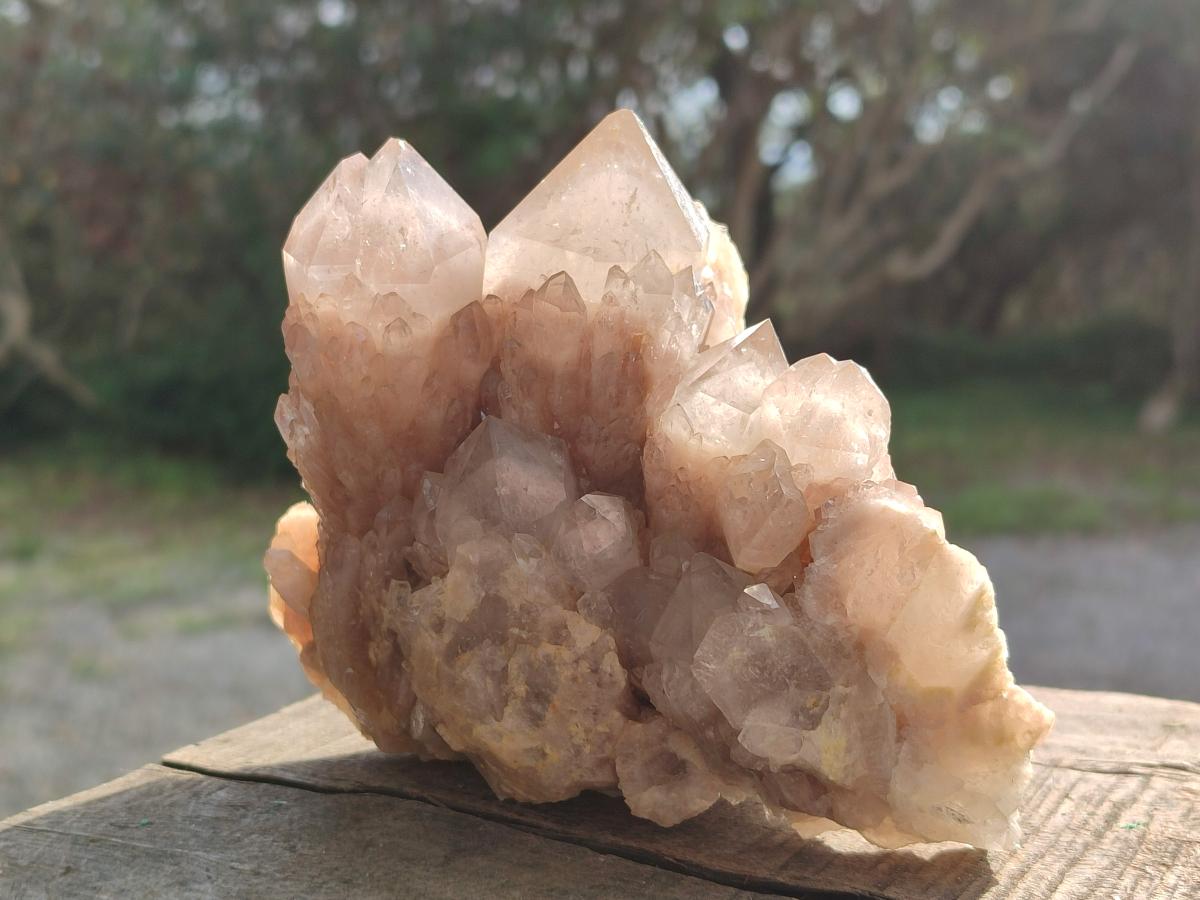 Natural Cascading White Phantom Smokey Luena Quartz Clusters x 3 From Luena, Congo - Toprock Gemstones and Minerals 