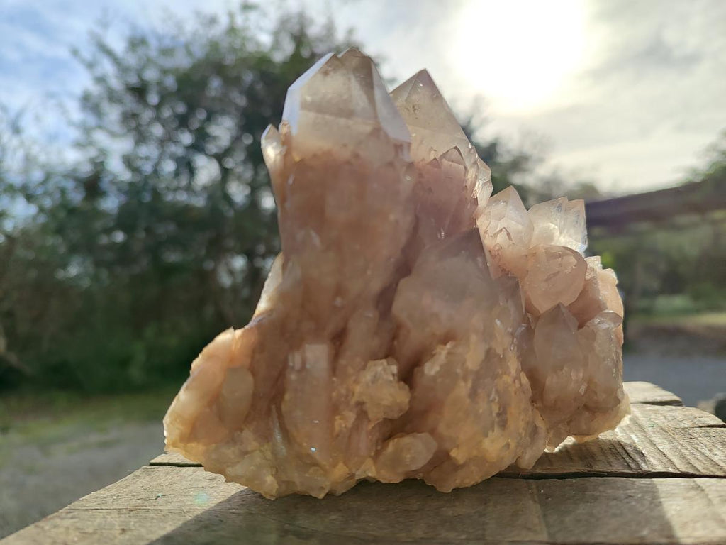 Natural Cascading White Phantom Smokey Luena Quartz Clusters x 3 From Luena, Congo - Toprock Gemstones and Minerals 