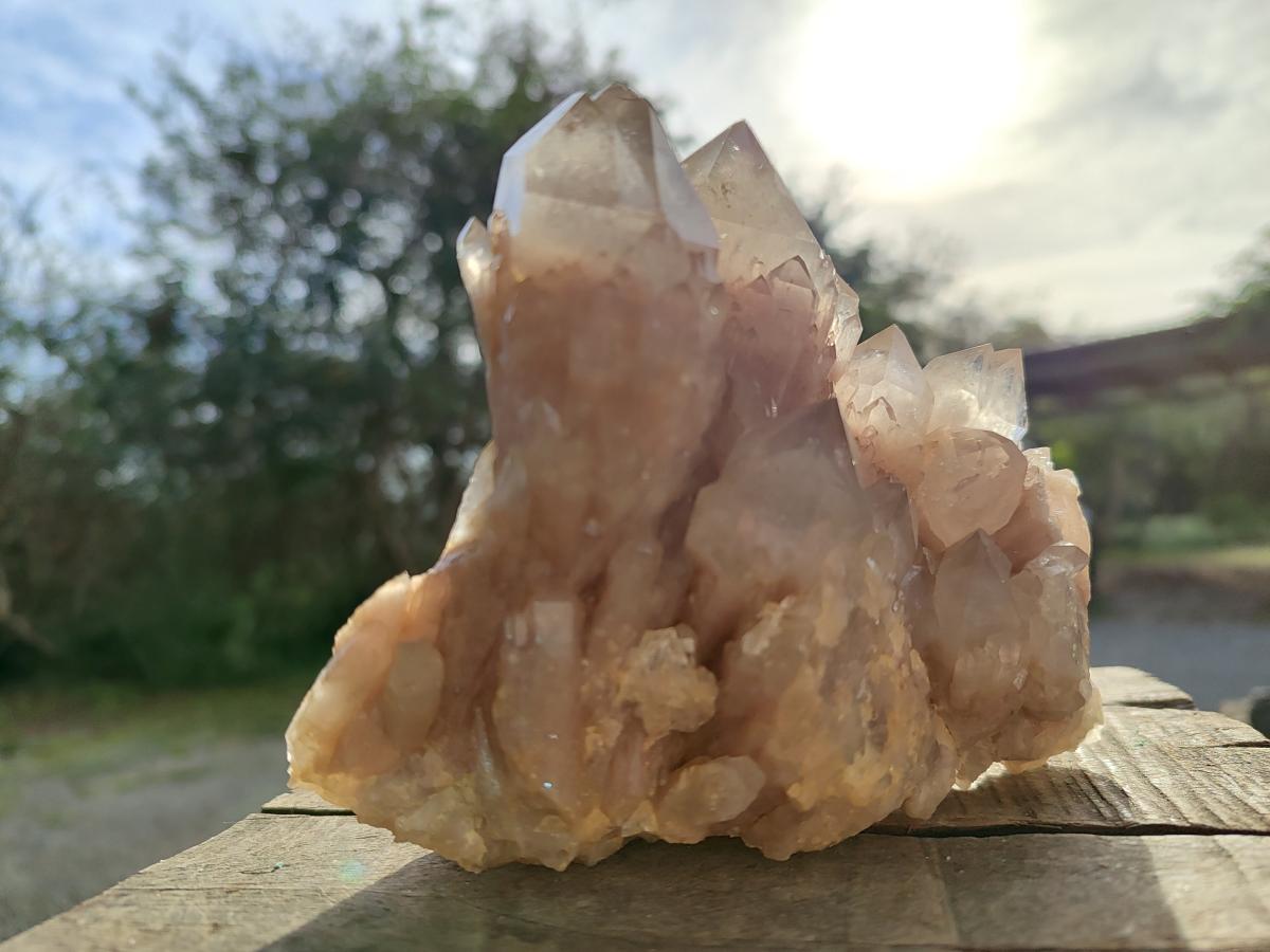 Natural Cascading White Phantom Smokey Luena Quartz Clusters x 3 From Luena, Congo - Toprock Gemstones and Minerals 